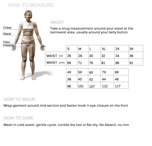 Underworks Waist Cincher Size Chart