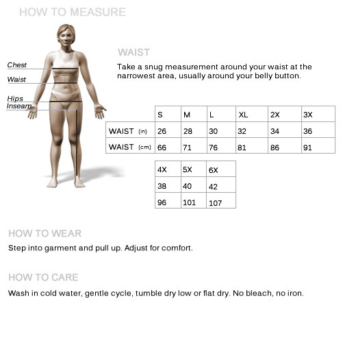 Underworks Open Bottom Girdle Size Chart