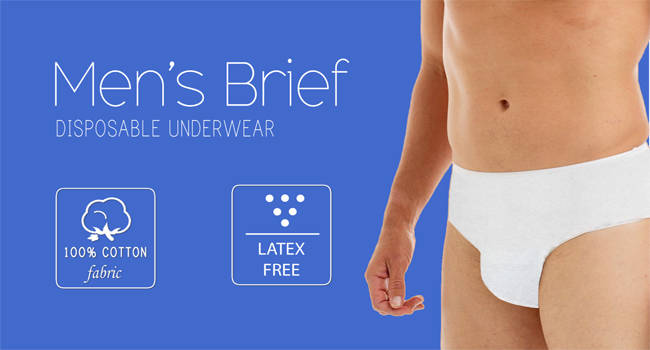 Underworks Disposable Underwear for Men 100% Cotton Fabric - Latex Free Band