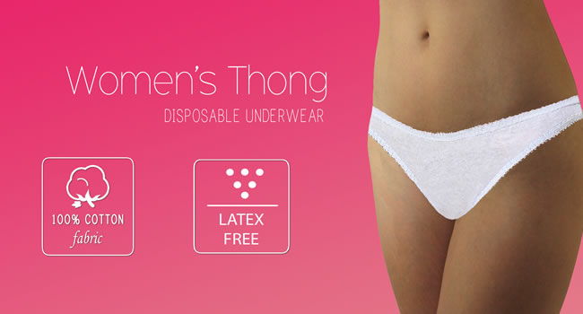Underworks Womens Disposable 100% Cotton tatex Free Thongs Travel Hospital Stays Emergencies