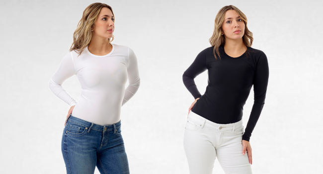 Underworks Womens Microfiber Light Compression Long Sleeve T-shirt Top 4972