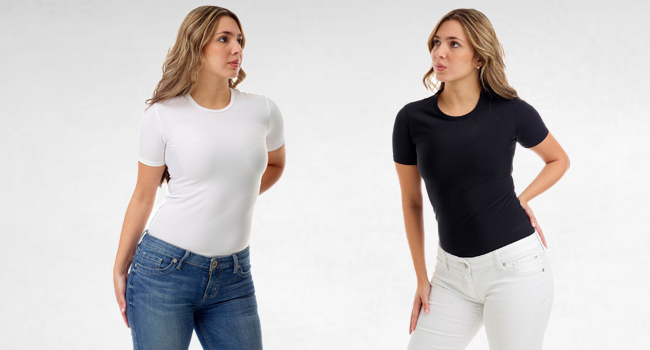 Underworks Womens Microfiber Light Compression Crew-Neck T-shirt Top 4982