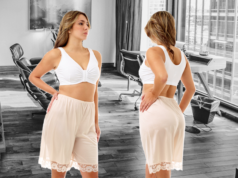 Underworks USA Pettipants Nylon Culotte Slip Bloomers luxurious undergarment Split Skirt 9-inch Inseam - 8481