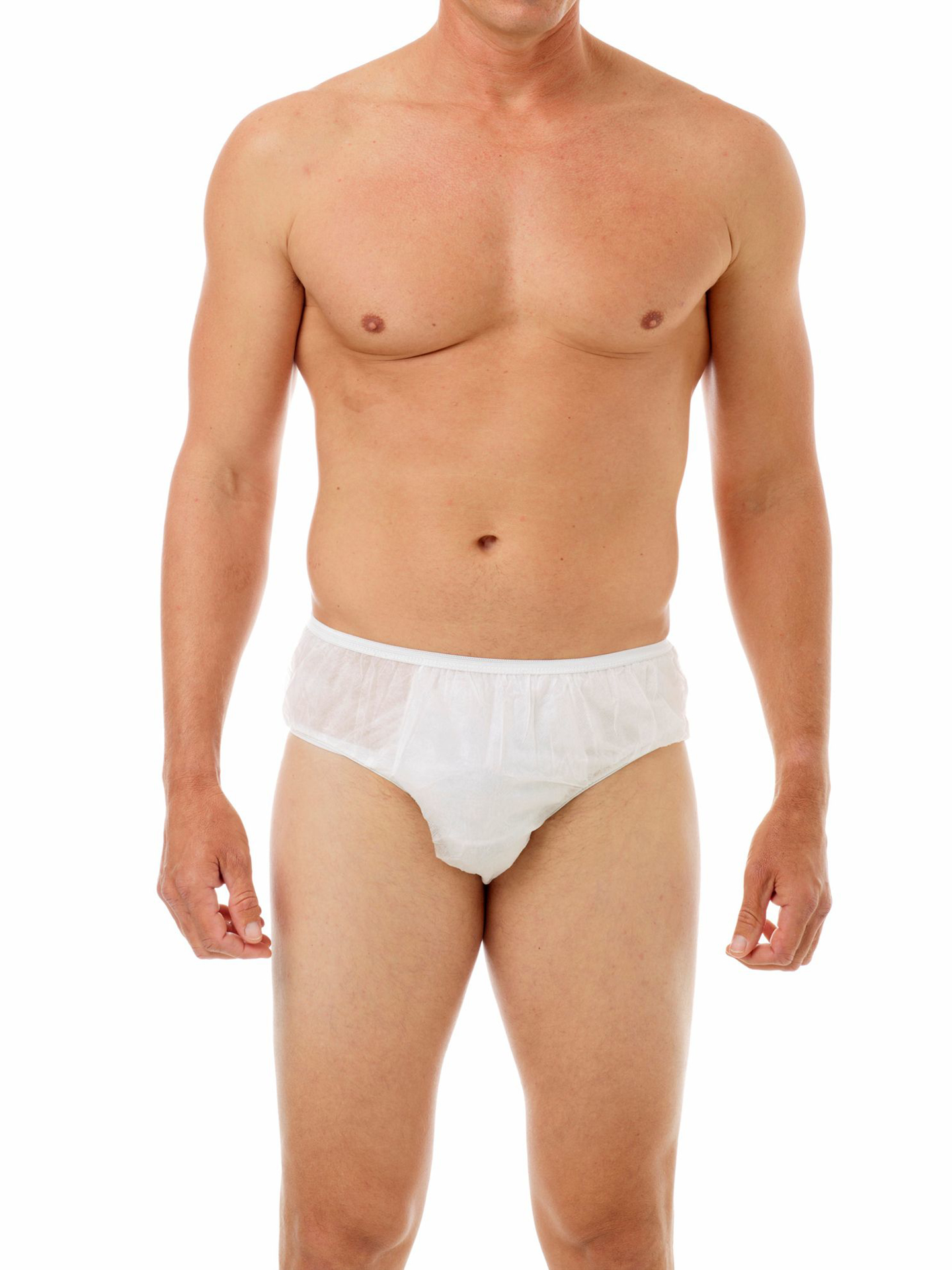 Underworks Mens Disposable Briefs 10-Pack - White - S