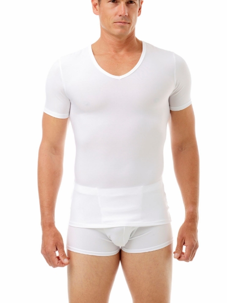 Microfiber V-Neck T-shirt. Men Compression Shirts, Girdles, Chest ...