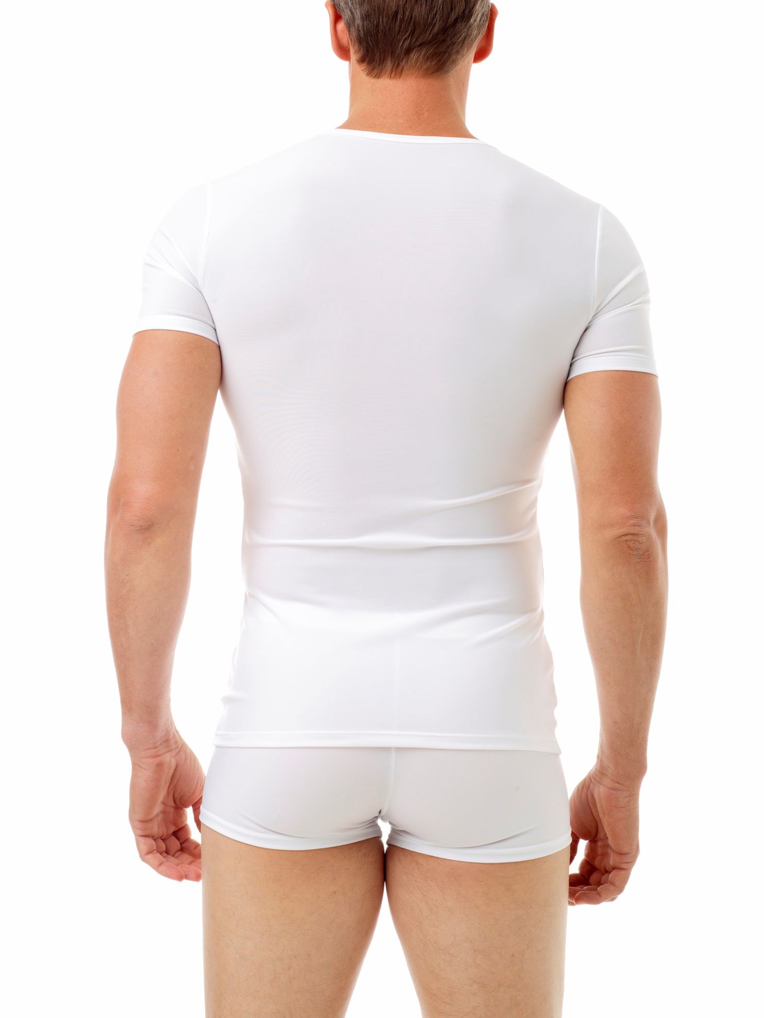 Microfiber V-Neck T-shirt. Men Compression Shirts, Girdles, Chest ...