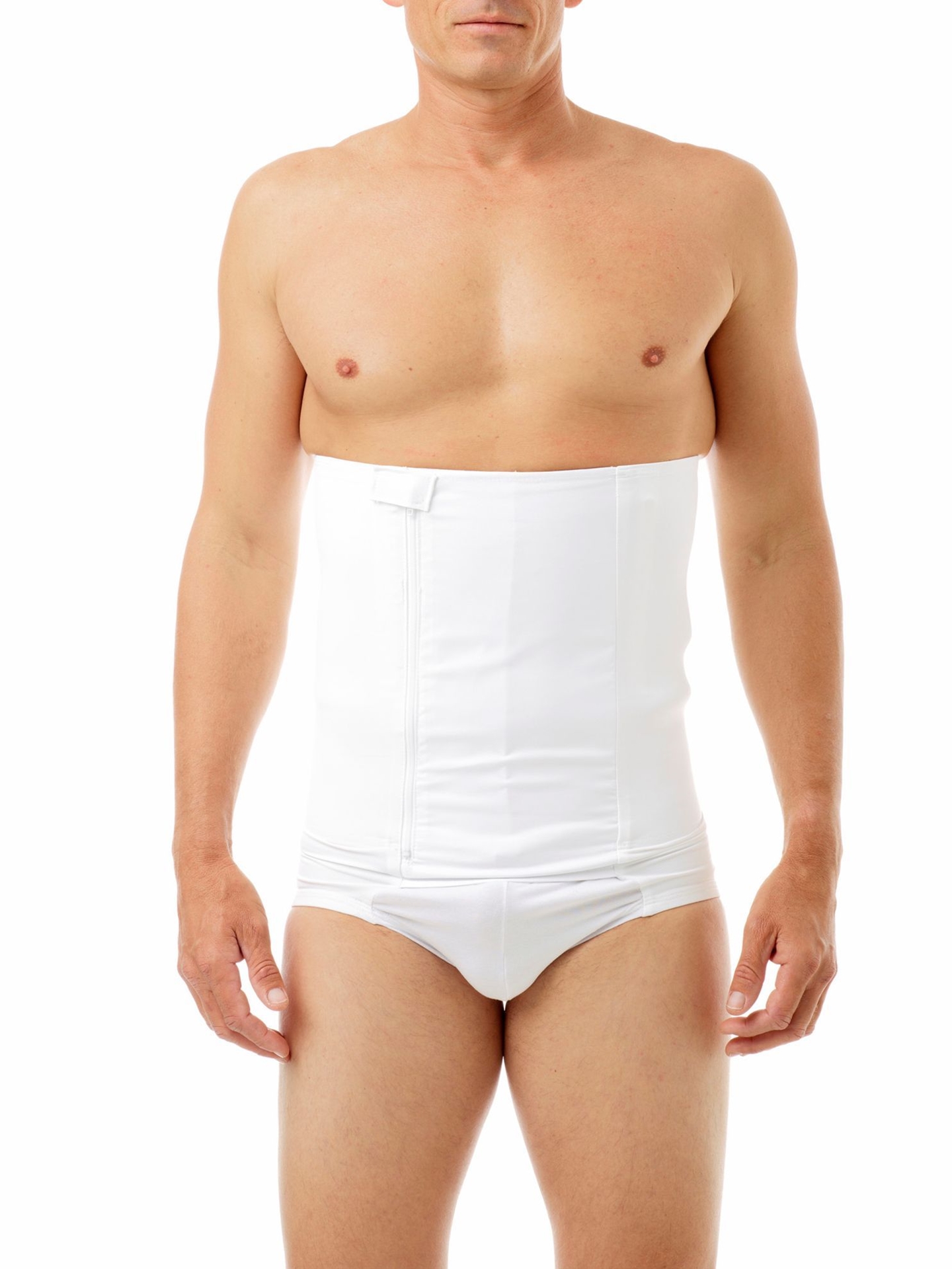 Underworks 12-Inch Belly Buster Zip-n-Trim Men’s Compression Underwear -  White - S