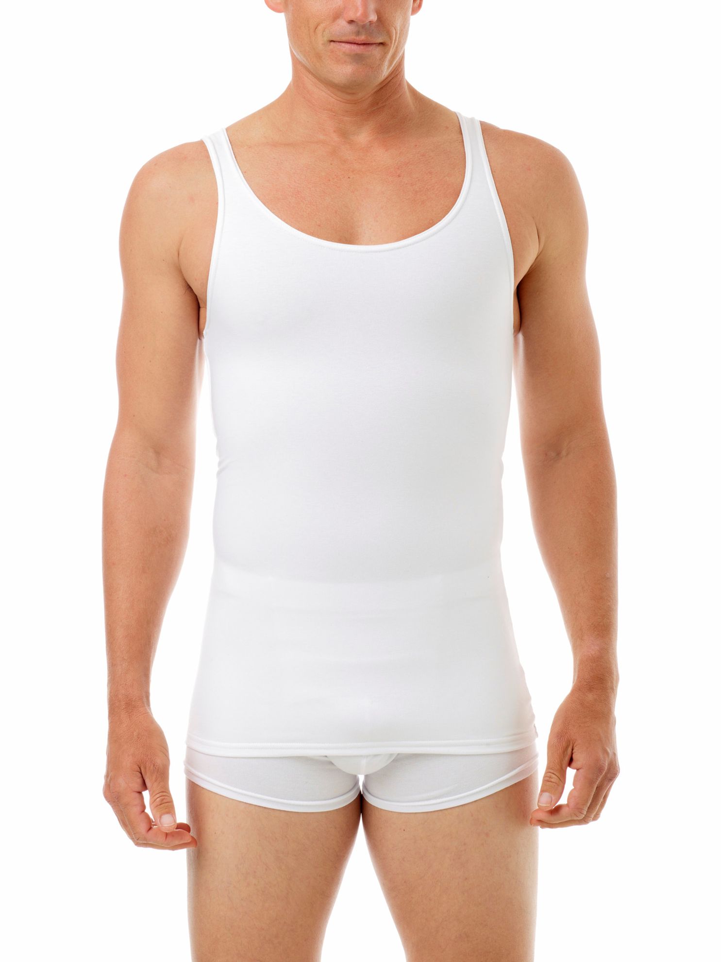 Underworks Mens Cotton Compression Concealer Tank Top - White - XS