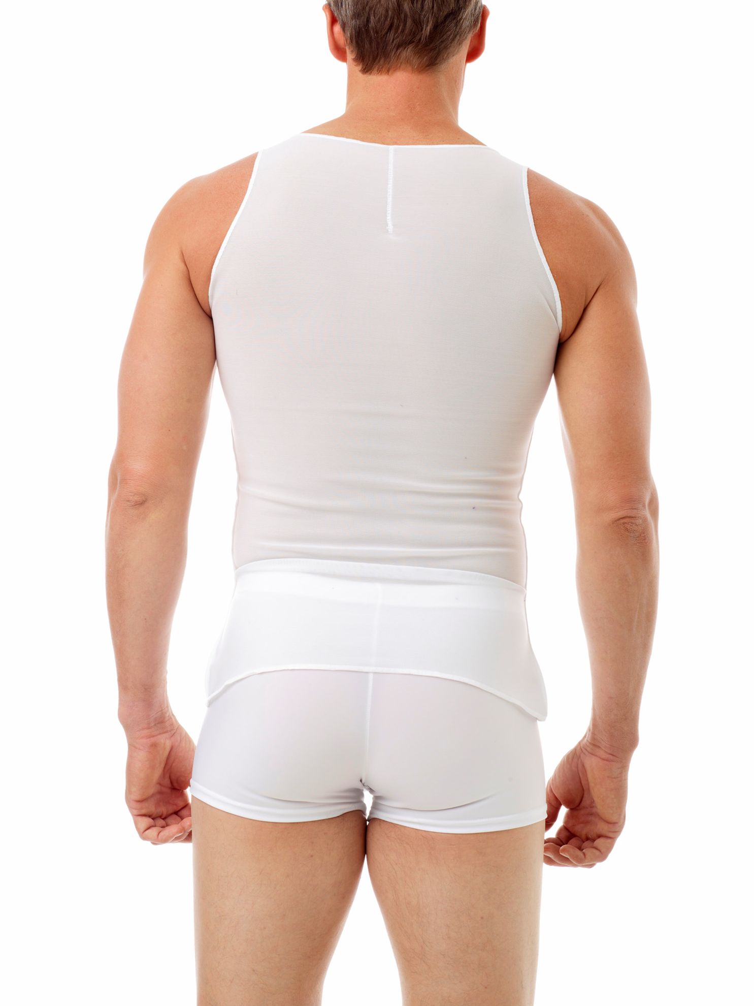 Underworks Mens Power Compression Post - Surgical Vest - White - XS