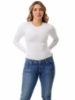 Picture of Womens Ultra Light Cotton Spandex Compression Crew Neck Top Long Sleeves