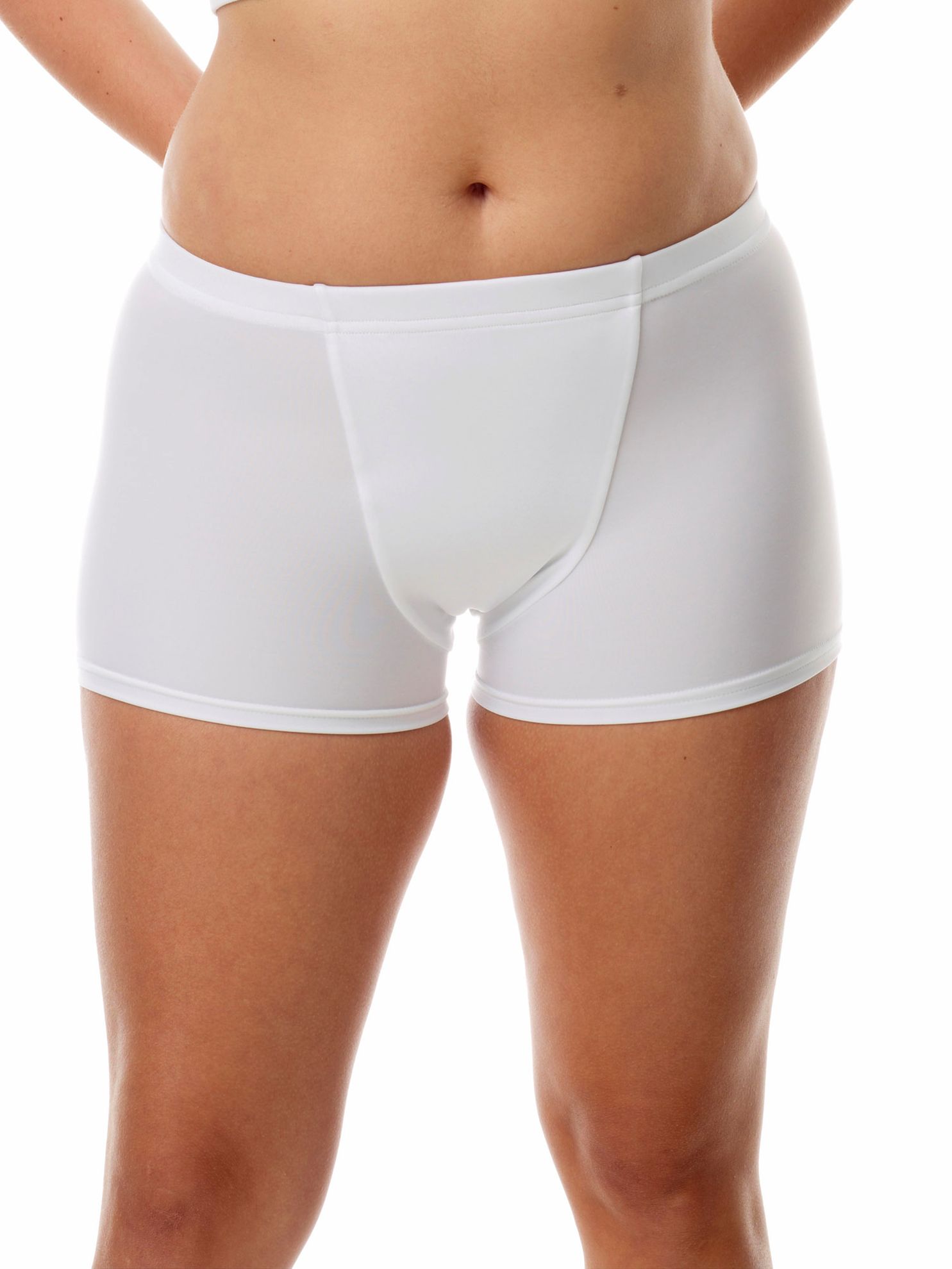 Underworks Womens Microfiber Compression Boy Shorts - White - S