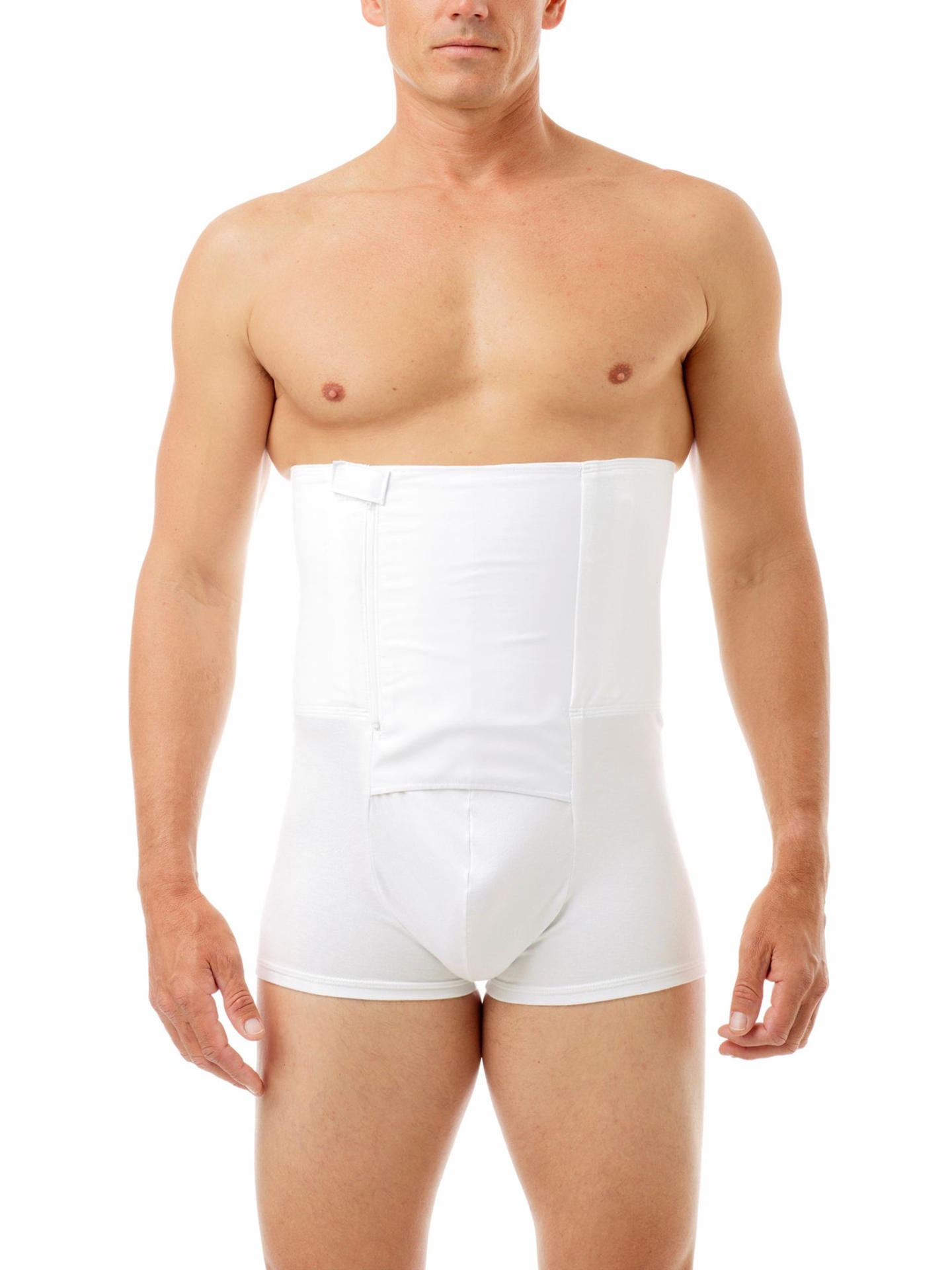 Underworks 8-Inch Zip-n-Trim Mens Support Boxer Brief - White - S