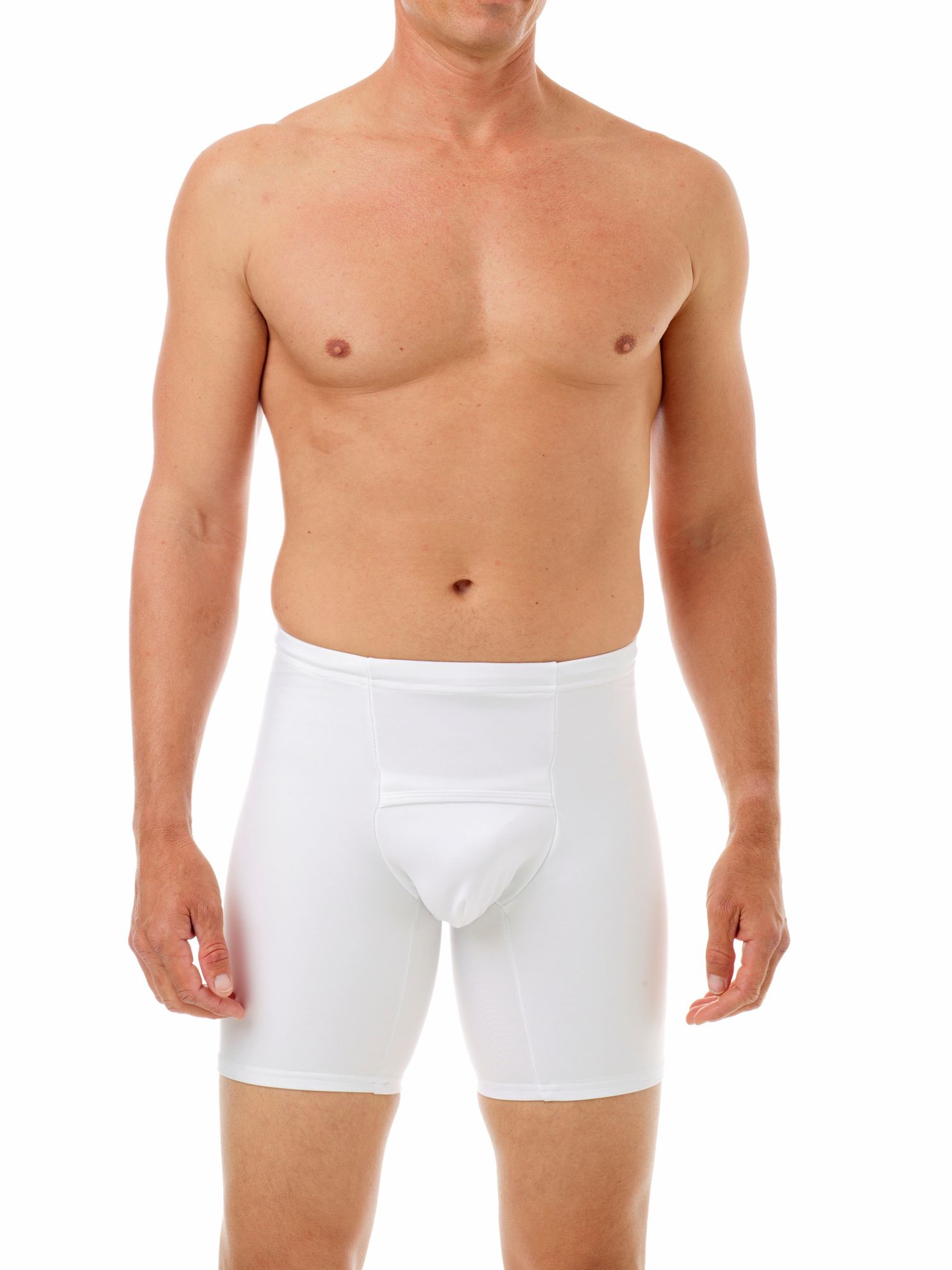 Underworks Mens Hip Buster and Thigh Compression Shaper Brief - White - S