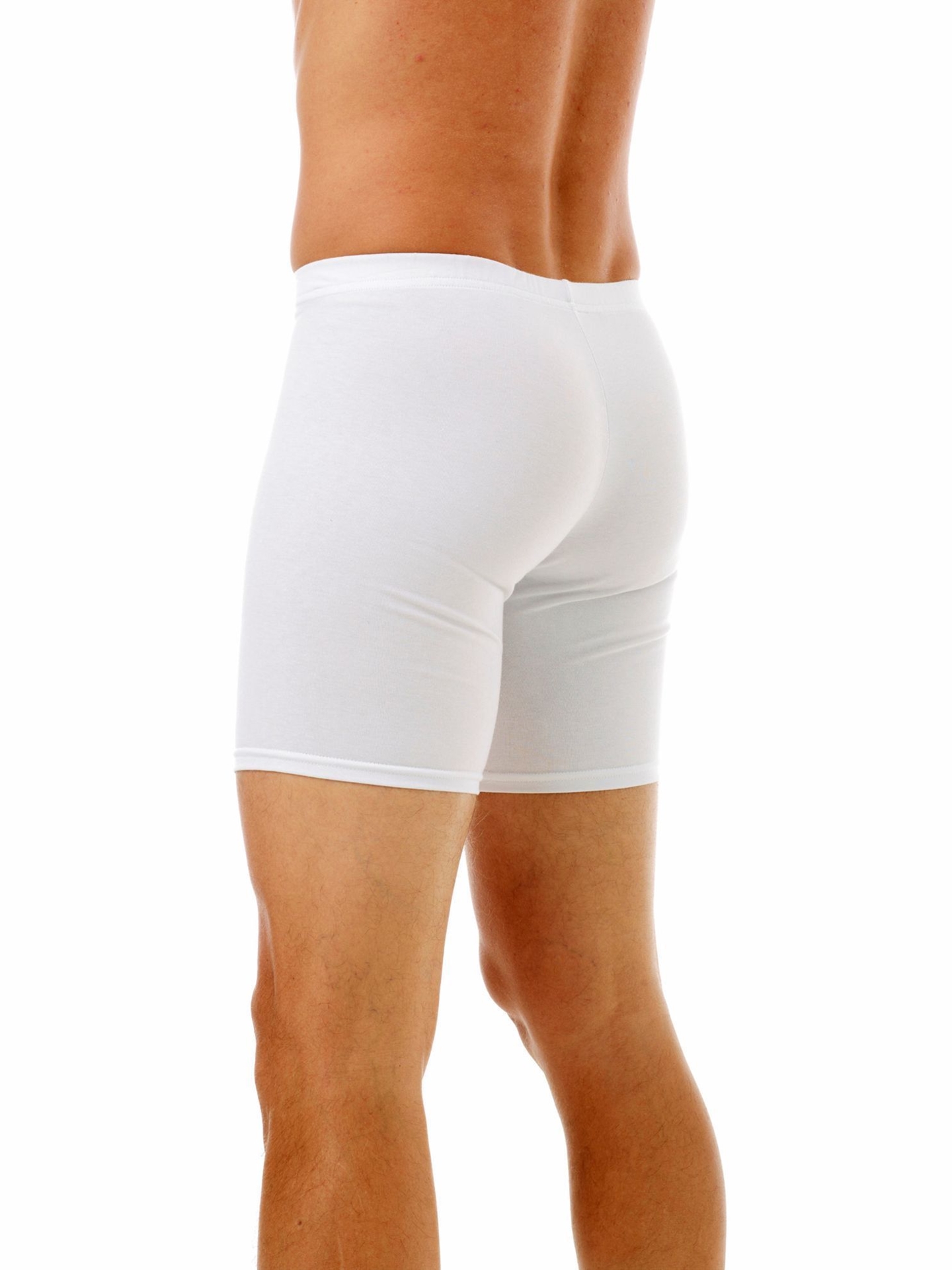 Underworks Men's Cotton Spandex Long Boxer Underwear - White - XS