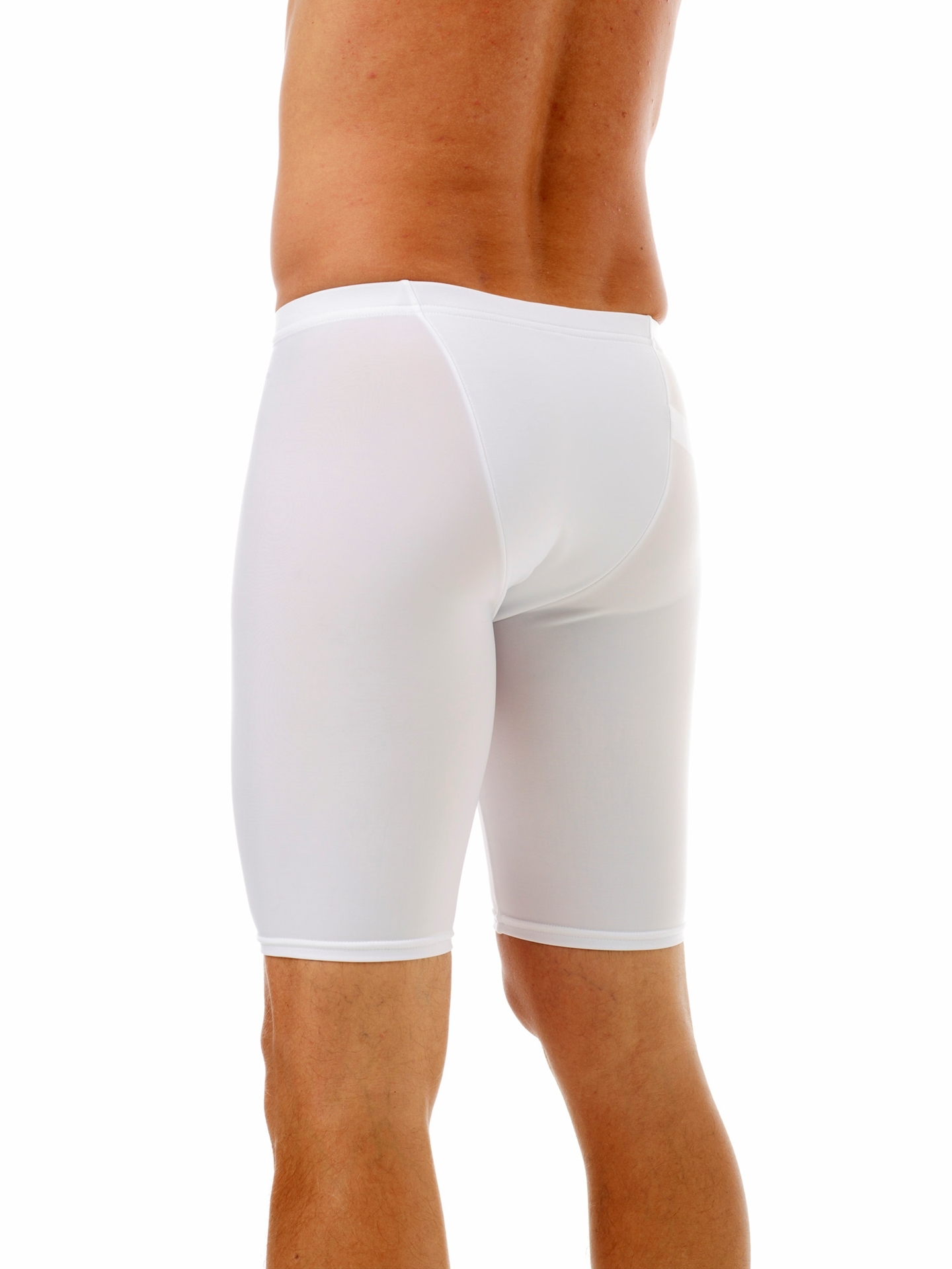 Underworks Mens Light Compression Padded Boxers - White - S