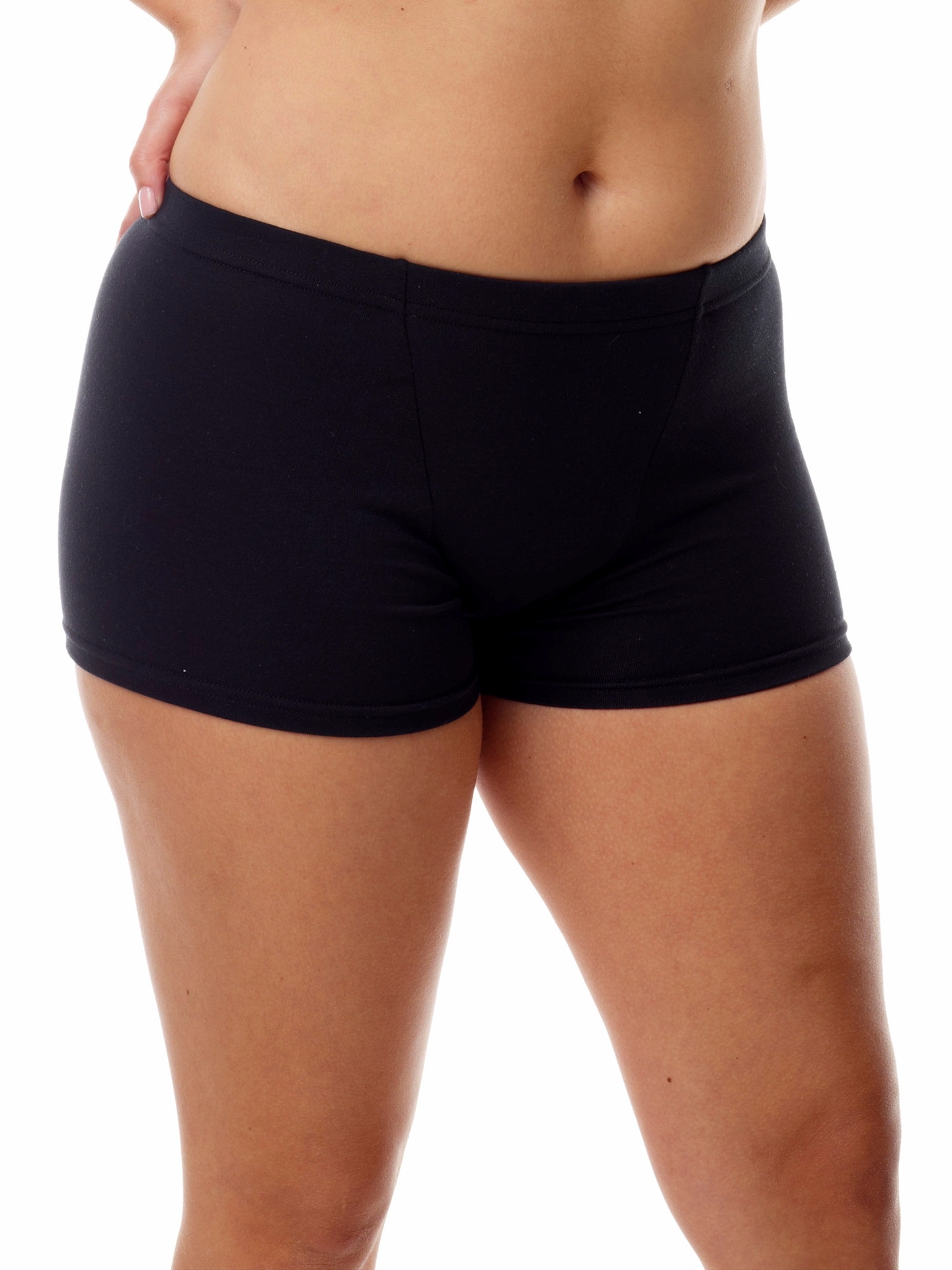 Underworks Womens Cotton Spandex Boxers - Black - S