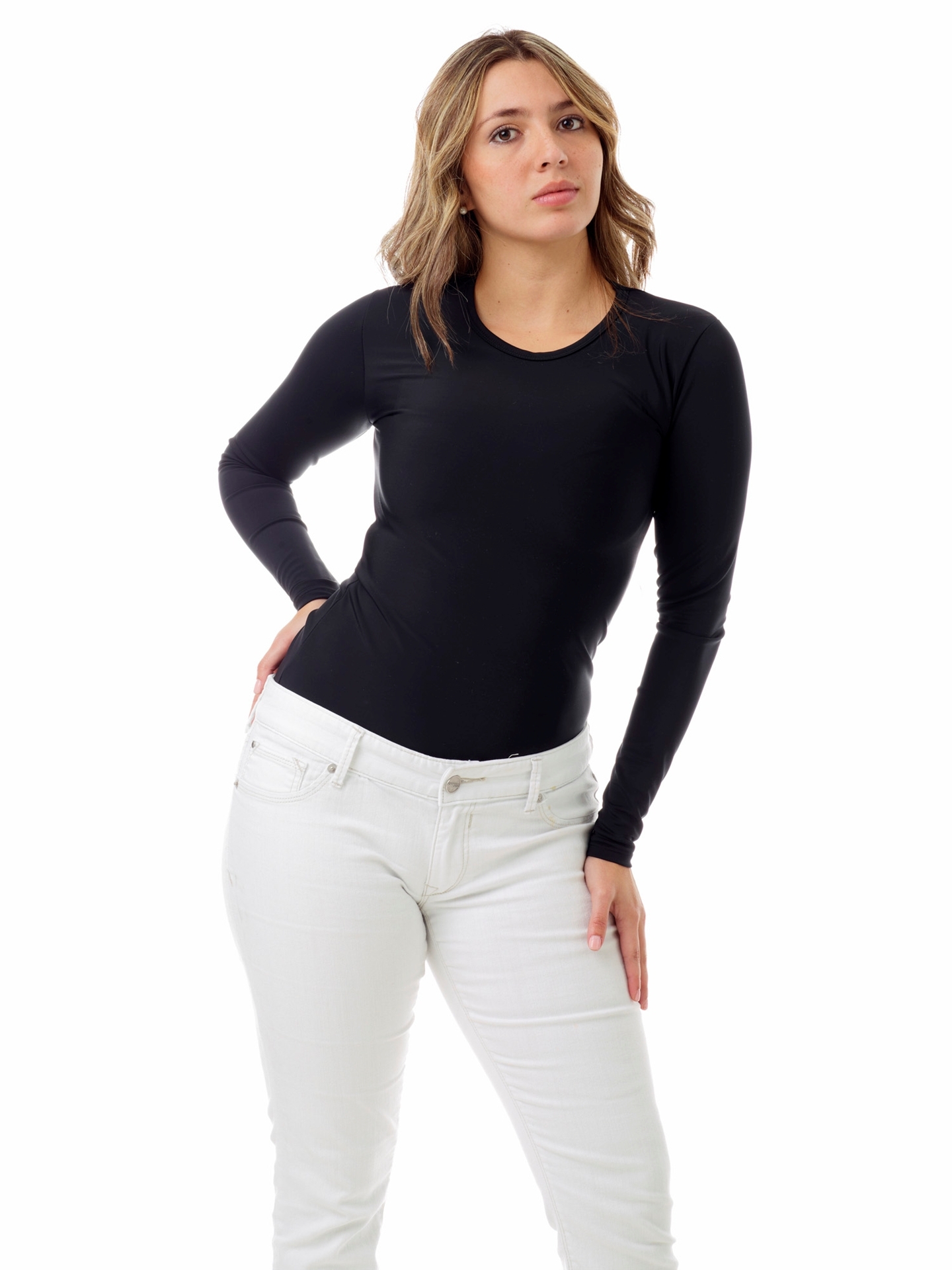 Women's Microfiber Compression Crew Neck Top Long Sleeve. Men Compression  Shirts, Girdles, Chest Binders, Hernia Garments