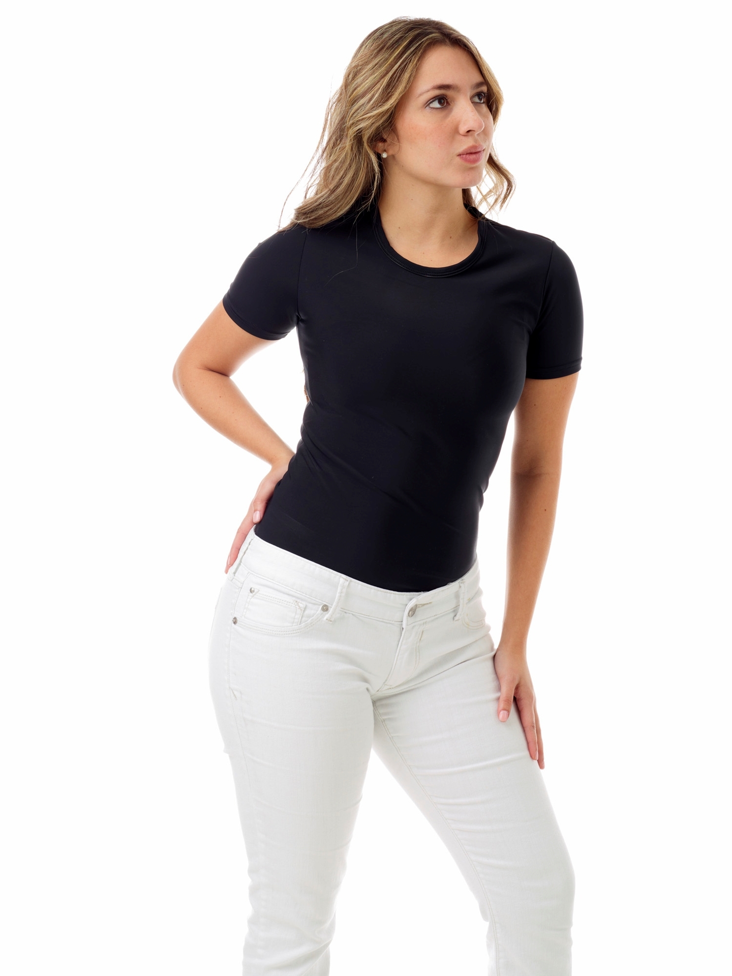 Women's Microfiber Compression Crew Neck T-Shirt . Men Compression Shirts,  Girdles, Chest Binders, Hernia Garments