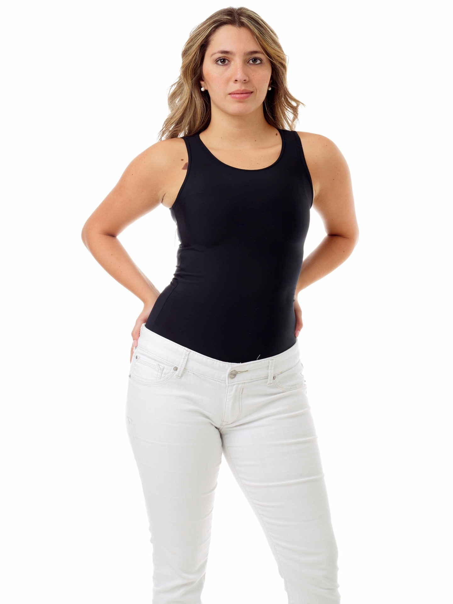 Underworks Womens Microfiber Compression Tank - Black - XS