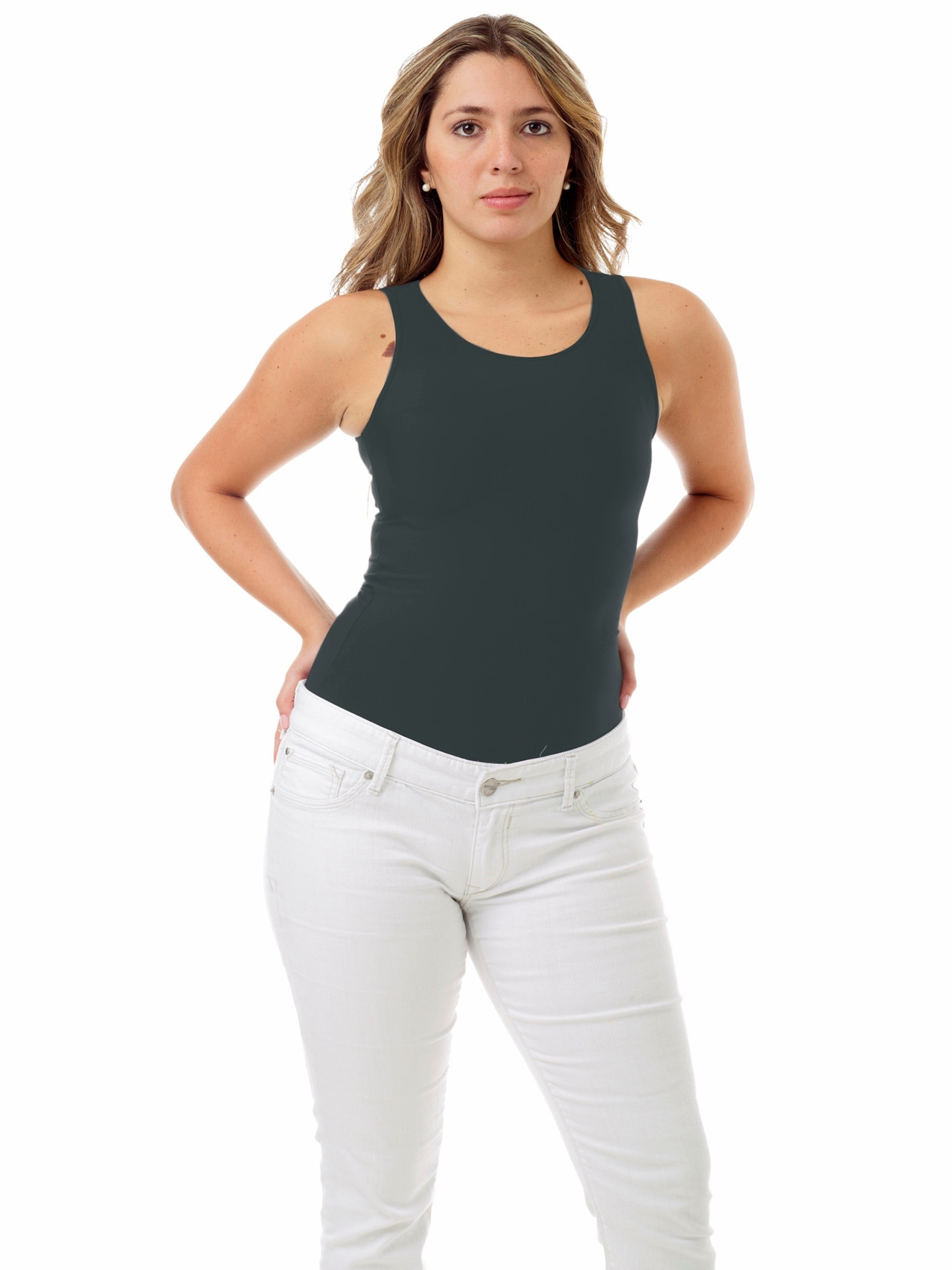 Underworks Womens Microfiber Compression Tank - DarkGrey - XS