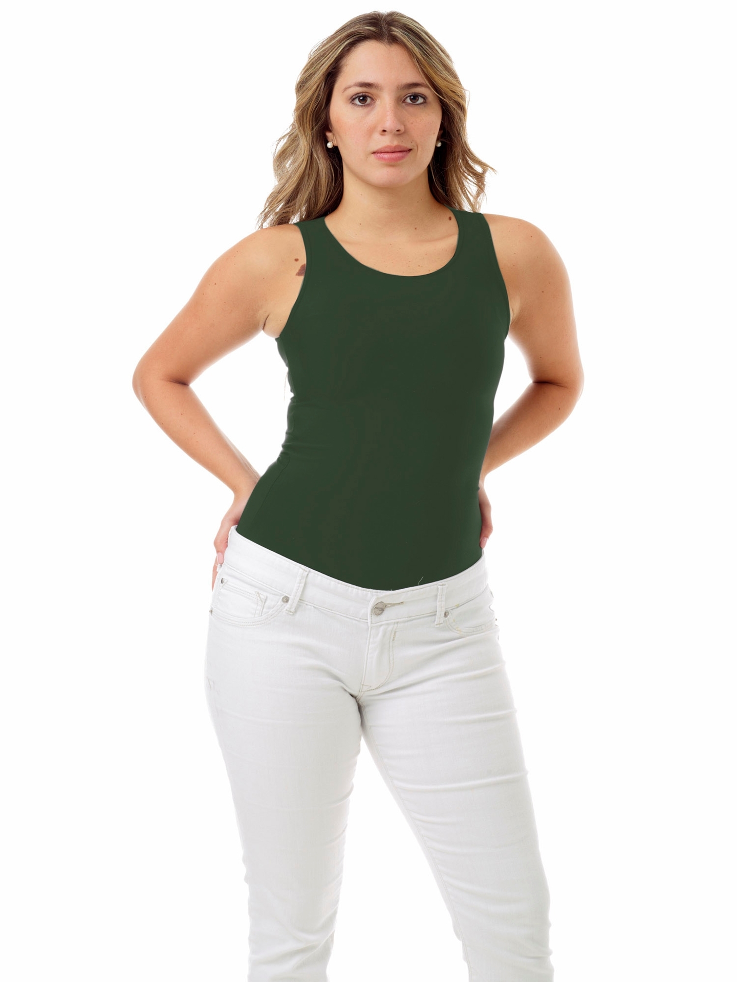 Underworks Womens Microfiber Compression Tank - ArmyGreen - XS