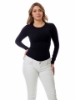 Picture of Womens Ultra Light Cotton Spandex Compression Crew Neck Top Long Sleeves