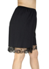 Underworks Women Cotton Black Split Skirt with Lace