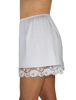 Underworks Women Cotton White Split Skirt with Lace