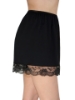 Underworks Women Cotton Black Split Skirt with Lace