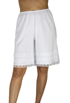 Women Cotton White Knit Snip-A-Length Pettipants