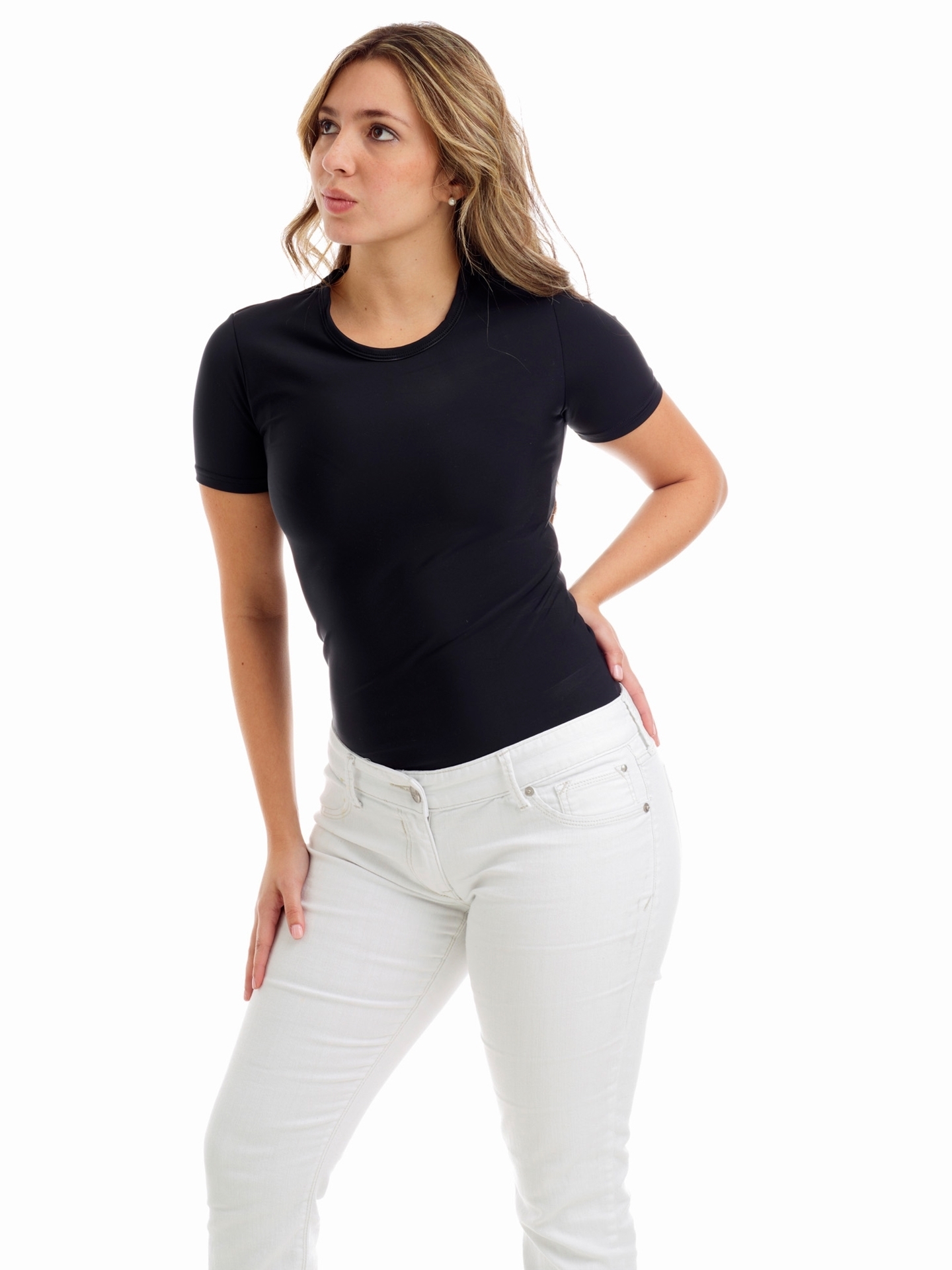 Women's Microfiber Compression Crew Neck T-Shirt . Men Compression