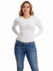 Picture of Womens Ultra Light Cotton Spandex Compression Crew Neck Top Long Sleeves