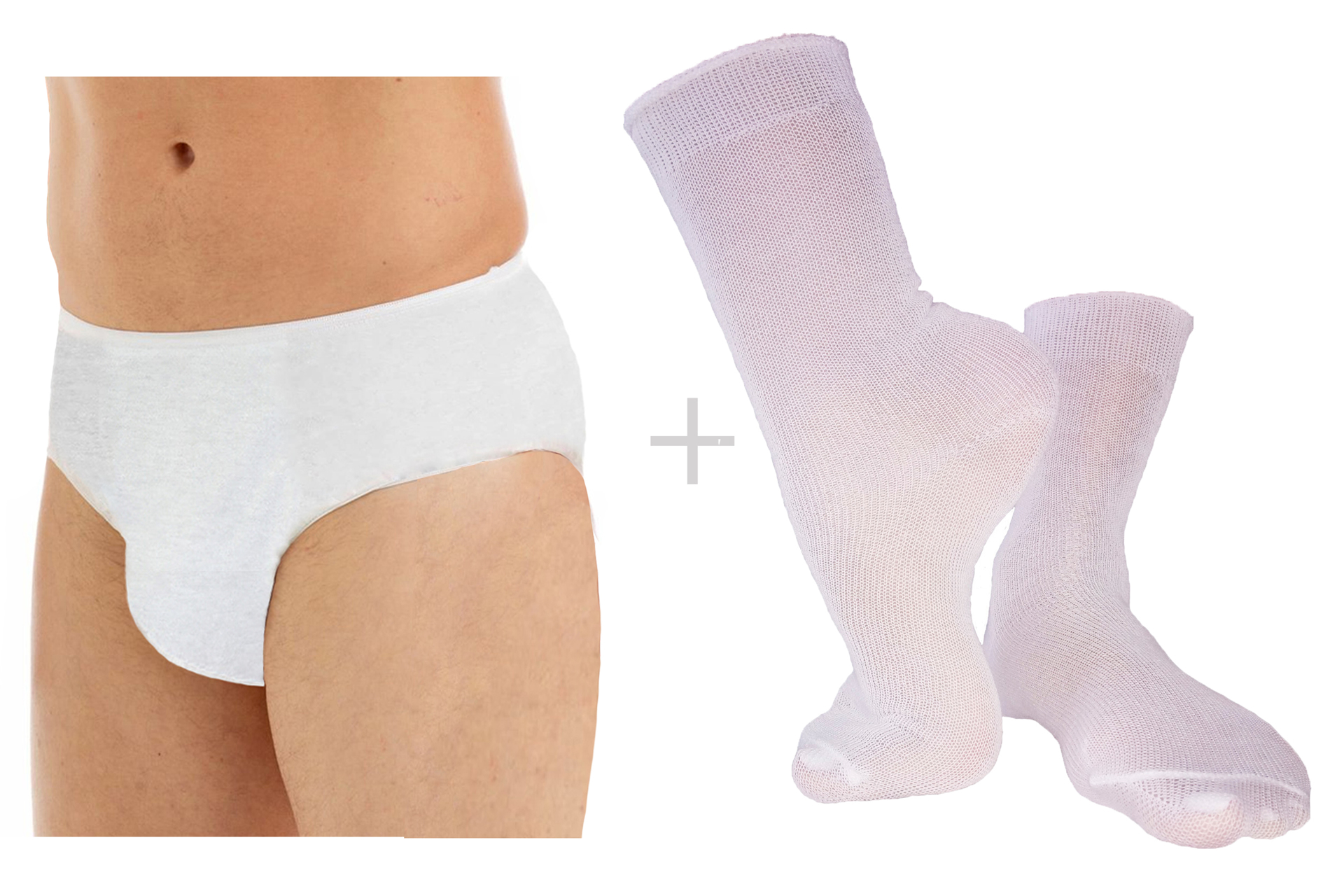 Underworks Underworks Combo - Men's Briefs and Crew Socks -10-Pack of Men's  Disposable 100% Cotton Underwear and 10-Pack of Disposable Crew Socks 