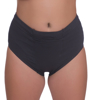 Underworks black panty brief provides support and compression to reduce swelling in the vulvar vein