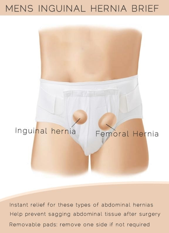 Men's Inguinal Hernia Brief with Hot & Cold Therapy Gel Pads