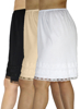 Underworks Women Cotton Knit Laced Culotte Slip 3 Pack