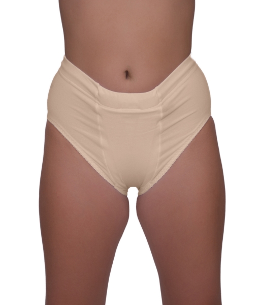 Underworks brief provides support and compression to reduce swelling in the vulvar vein