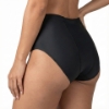 Right side view of black Vulvar Varicosity Support Brief displaying adjustable waistband and compression design for cystocele, rectocele, and lymphedema